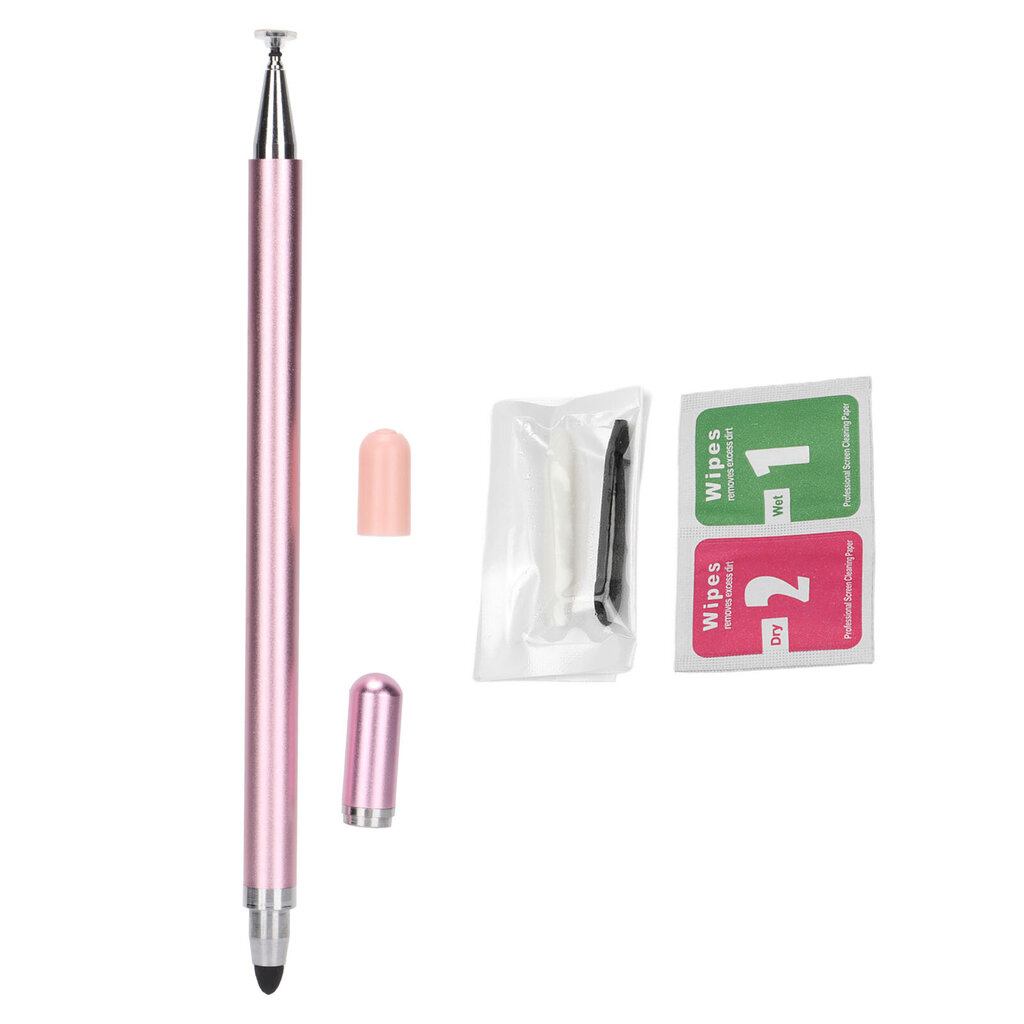 Stylus Pen 2 in 1 kapasitiivinen kosketusnäyttökynä vaihtokärjillä Puhdistuspussi matkapuhelimille tableteille NotepadPink hinta ja tiedot | Kannettavien tietokoneiden lisätarvikkeet | hobbyhall.fi