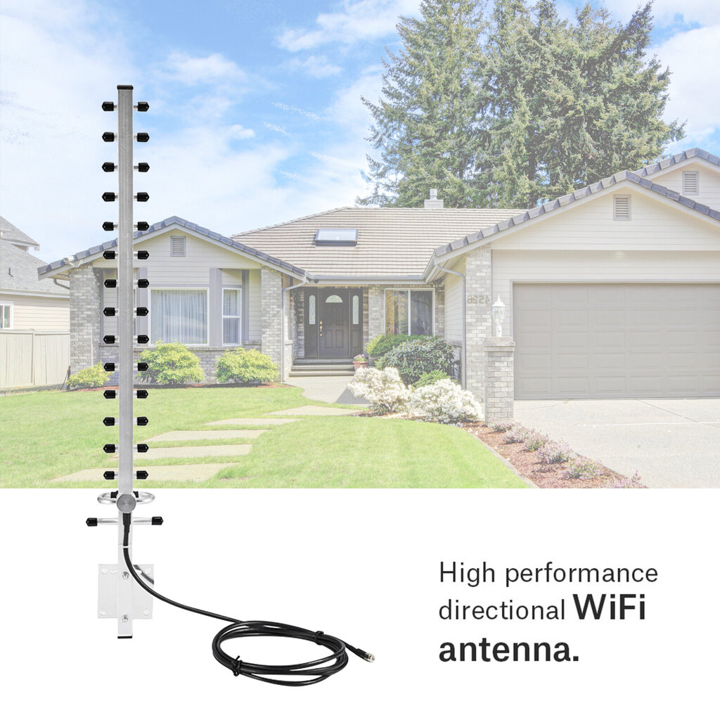 RPSMA-liitin 2,4 GHz 25 dBi:n suuntainen langaton antenni WiFi-reititin, ulkokäyttöinen 2M kaapeli hinta ja tiedot | Kannettavien tietokoneiden lisätarvikkeet | hobbyhall.fi