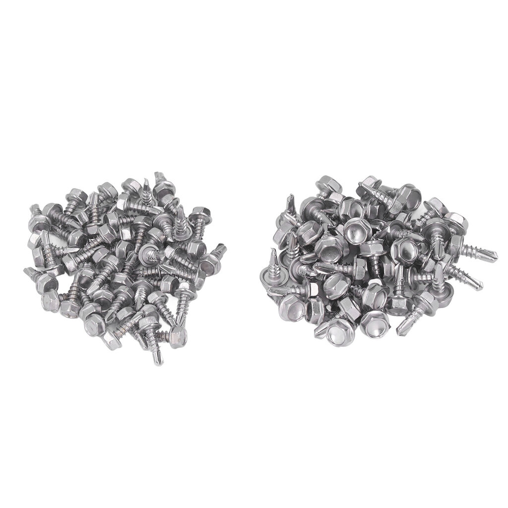 100 kpl Itseporautuvat ruuvit kuusiokantainen 410 ruostumaton teräs 4,2x13mm 4,8x13mm hinta ja tiedot | Kiinnitystarvikkeet | hobbyhall.fi