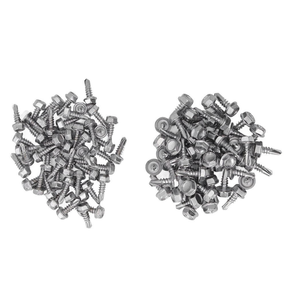 100 kpl Itseporautuvat ruuvit kuusiokantainen 410 ruostumaton teräs 4,2x13mm 4,8x13mm hinta ja tiedot | Kiinnitystarvikkeet | hobbyhall.fi