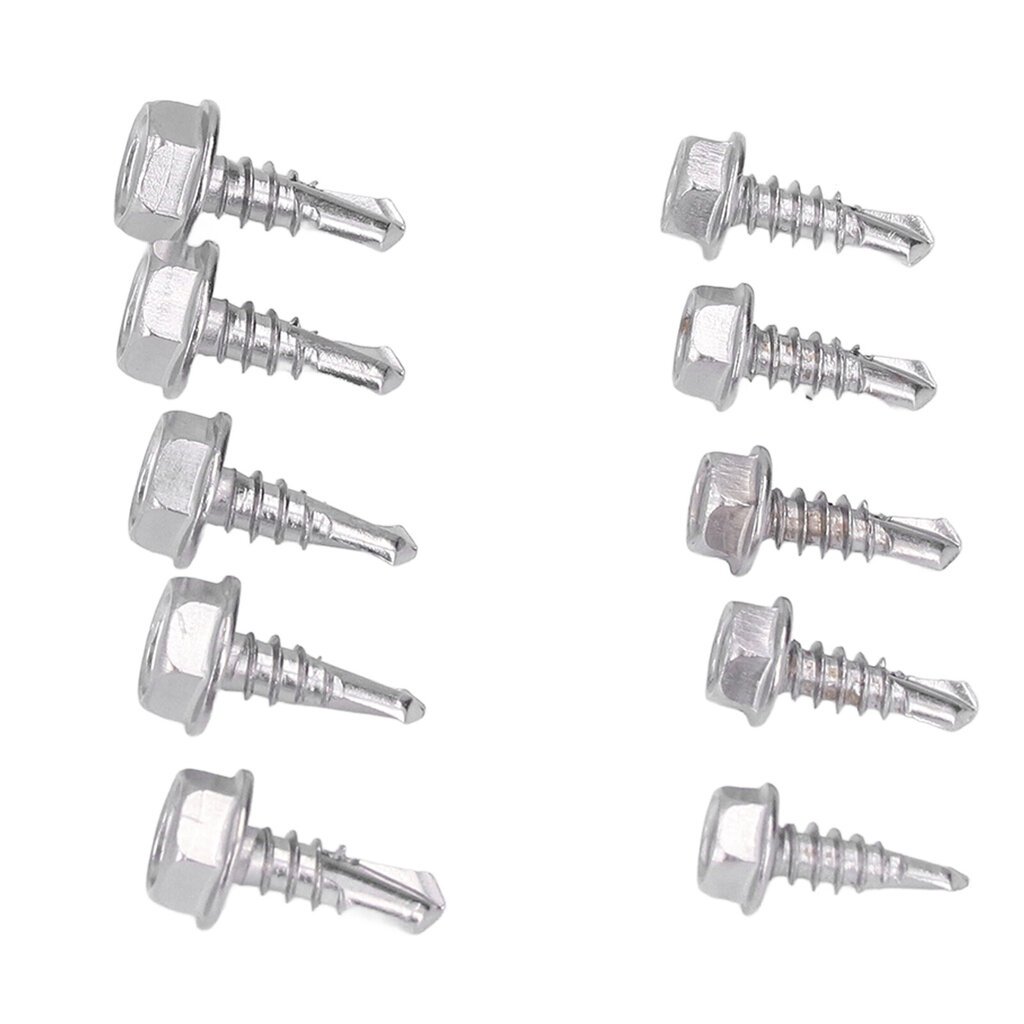 100 kpl Itseporautuvat ruuvit kuusiokantainen 410 ruostumaton teräs 4,2x13mm 4,8x13mm hinta ja tiedot | Kiinnitystarvikkeet | hobbyhall.fi