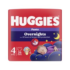 Huggies OVERNIGHT yövaipat koko 4 (9-14kg) 26kpl hinta ja tiedot | Vaipat | hobbyhall.fi