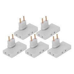 5 kpl EU Socket Converter Cordless 180 Degree Extension 1-3 EU Plug Adapter 110?250V White hinta ja tiedot | Muuntimet ja invertterit | hobbyhall.fi