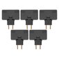 5 kpl EU Socket Converter Cordless 180 Degree Extension 1-3 EU Plug Adapter 110?250V Musta hinta ja tiedot | Muuntimet ja invertterit | hobbyhall.fi