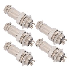 5 kpl Aviation Plug Connector uros naaras johdinpaneeli teho runko metalliliittimet GX16 16mm 450V6pin hinta ja tiedot | Muuntimet ja invertterit | hobbyhall.fi