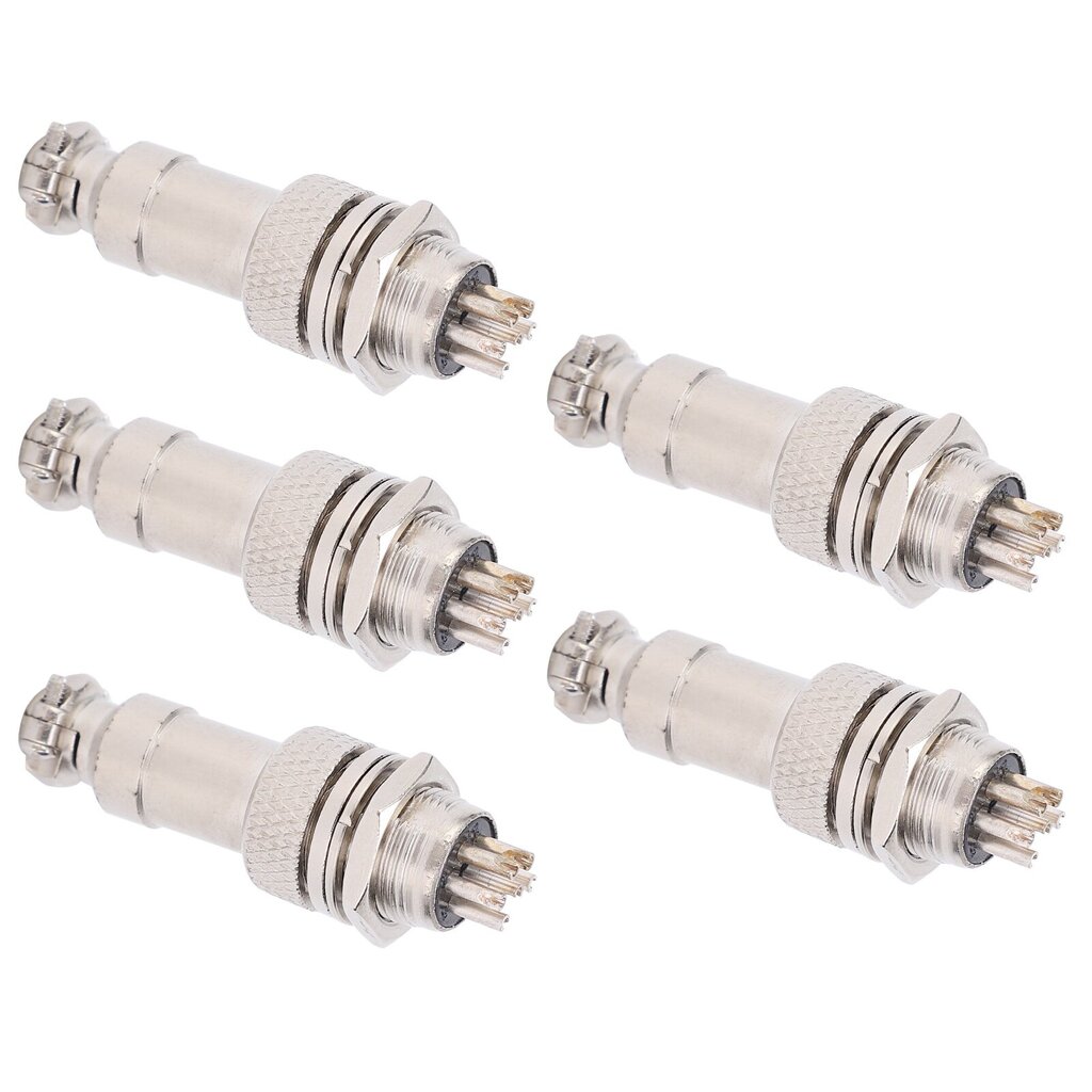 5 kpl Aviation Plug Connector uros naaras johdinpaneeli teho runko metalliliittimet 5A GX12 450V6pin hinta ja tiedot | Muuntimet ja invertterit | hobbyhall.fi