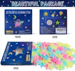 100 kpl Värikäs hehku pimeässä Luminous Stars Loisteputki Noctilucent Muoviset seinätarrat Seinämaalaukset Tarrat kodin taiteen sisustukseen Kattoseinäkoriste hinta ja tiedot | Tapetit | hobbyhall.fi