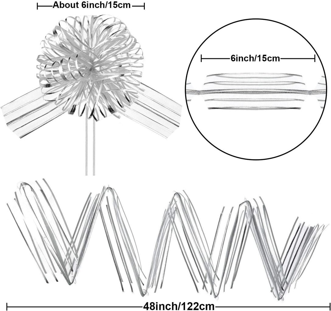 12 kpl vetojousi iso organza-lahjapaketointipultit nauhalla häälahjojen pakkauskoreihin (8 tuumaa, hopea) hopea 8 tuumaa hinta ja tiedot | Miesten korut | hobbyhall.fi