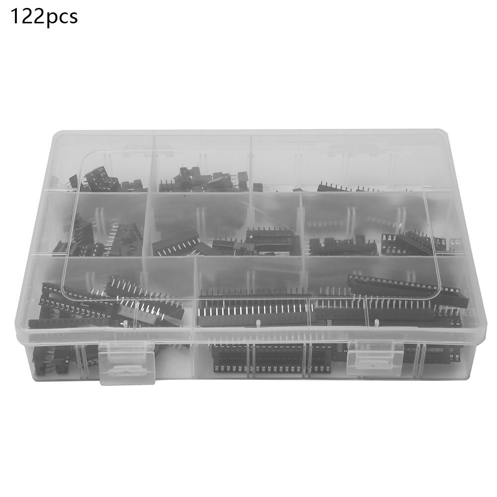 122 kpl 2,54 mm IC-pistorasovitin DIP-8 6 14 16 18 24 28 40-nastainen elektroniikkakomponentin liitin hinta ja tiedot | Muuntimet ja invertterit | hobbyhall.fi