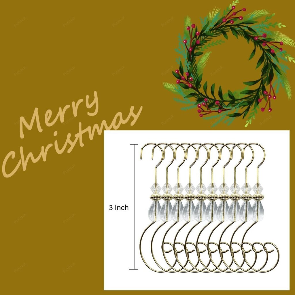 20 kpl Joulukoristeen koukut Helmillä koristellut ripustimet kirkkaalla akryylilangalla Kulta S-muotoiset ripustimet Koukku Pyörreripustin Metallikoukut kristallihelmillä Cralle hinta ja tiedot | Joulukoristeet | hobbyhall.fi