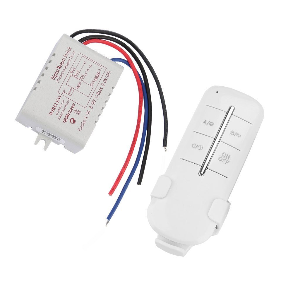 ON/OFF AC180-240V langattoman vastaanottimen lampun valo RF-kaukosäädinkytkin (1-suuntainen 1000W) hinta ja tiedot | Muuntimet ja invertterit | hobbyhall.fi