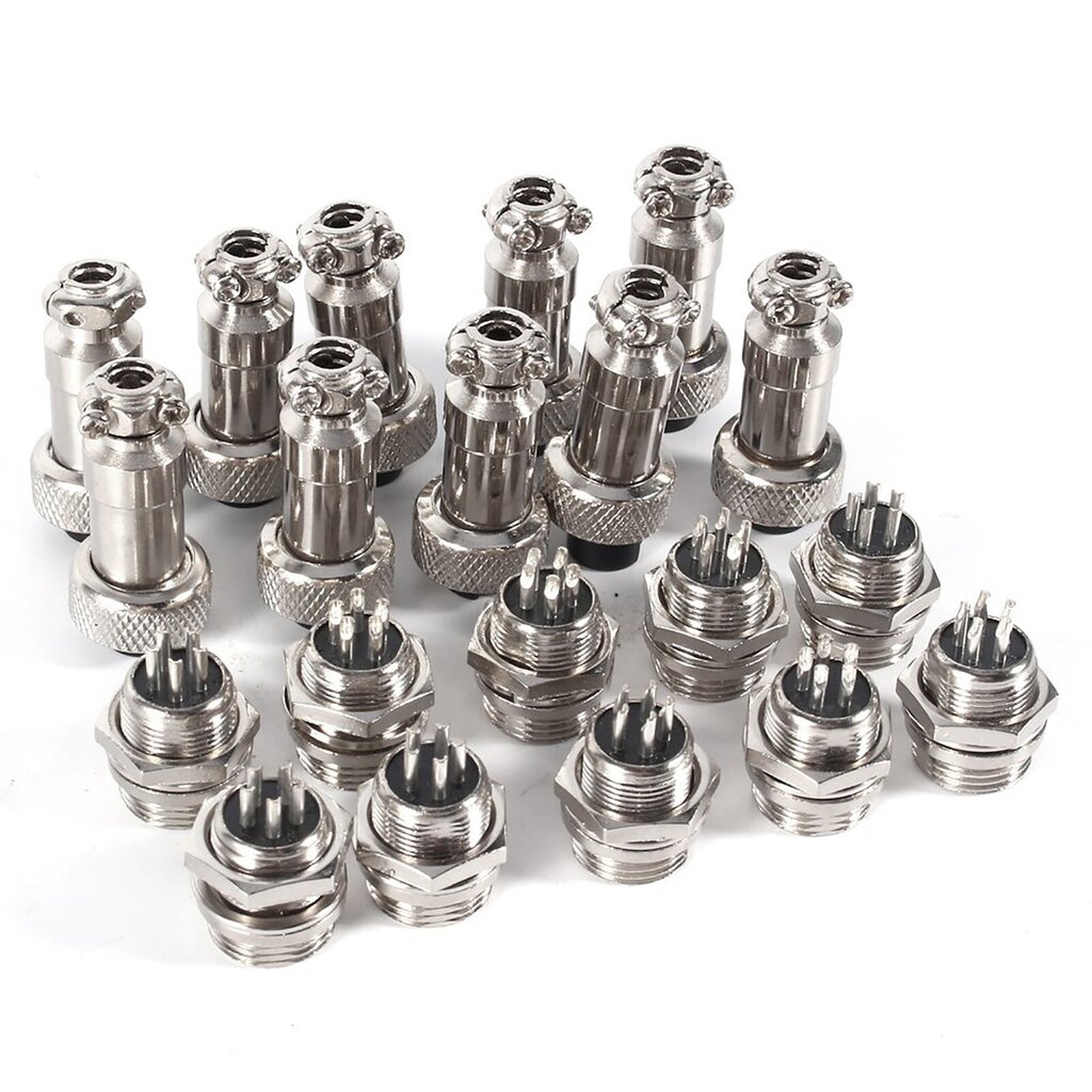 10 Setti GX12 5Pin 12mm Aviation Plug Uros Naaras Metalliliitin hinta ja tiedot | Muuntimet ja invertterit | hobbyhall.fi