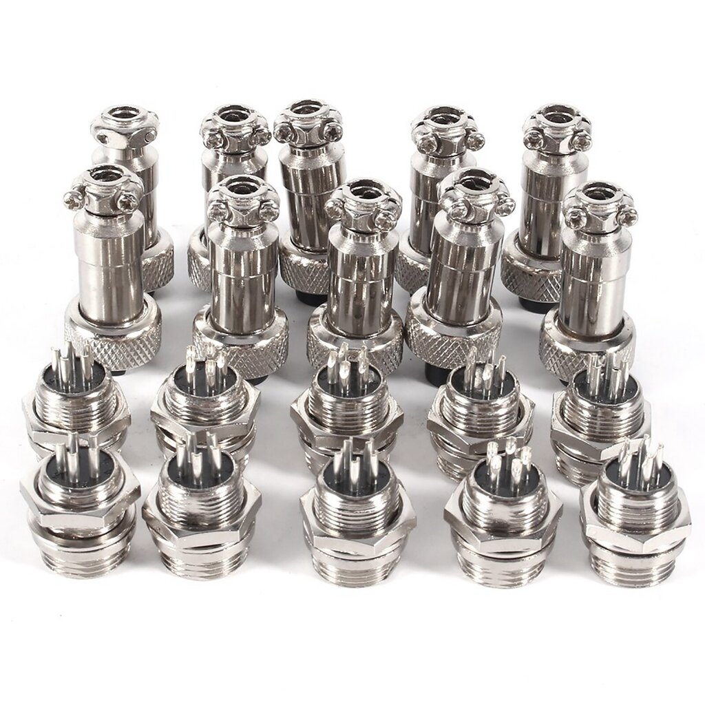 10 Setti GX12 5Pin 12mm Aviation Plug Uros Naaras Metalliliitin hinta ja tiedot | Muuntimet ja invertterit | hobbyhall.fi