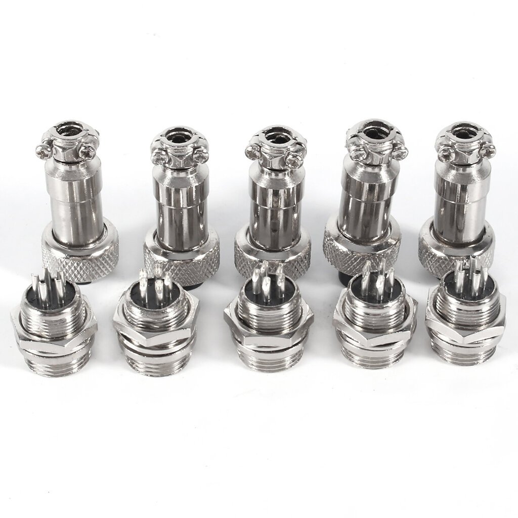 10 Setti GX12 5Pin 12mm Aviation Plug Uros Naaras Metalliliitin hinta ja tiedot | Muuntimet ja invertterit | hobbyhall.fi