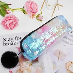 Sequin Preppy Penaali tytöille, Pörröinen vetoketjullinen pussipussi Holografinen kynäkotelo Sparkling School Stuff kimalteleva kimalteleva meikkipussi (Rainbow, Star) hinta ja tiedot | Penaalit | hobbyhall.fi