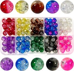 TOAOB 200 kpl 8 mm lasihelmiä korujen tekemiseen Crystal Crackle Lasilamppuhelmiä Pyöreä Löysä Välihelmet Käsityötarvikkeet Rannekoruihin Korut Mak hinta ja tiedot | Miesten korut | hobbyhall.fi