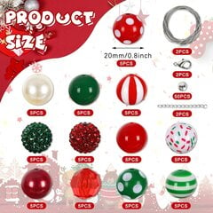 60 kpl Jouluvaahtohelmiä 20mm Bulkkisekoitetut jouluhelmet Punaiset Vihreät Akryylivälihelmet Xmas Gumball Irtohelmet Joulukorulle hinta ja tiedot | Joulukoristeet | hobbyhall.fi