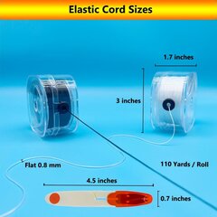 Joustava nyöri rannekoruille, 2 rullaa 0,8 mm litteä, joustava rannekorun nyöri, 220 jaardin joustava nauha korujen valmistukseen järjestelykotelolla ja saksilla hinta ja tiedot | Miesten korut | hobbyhall.fi