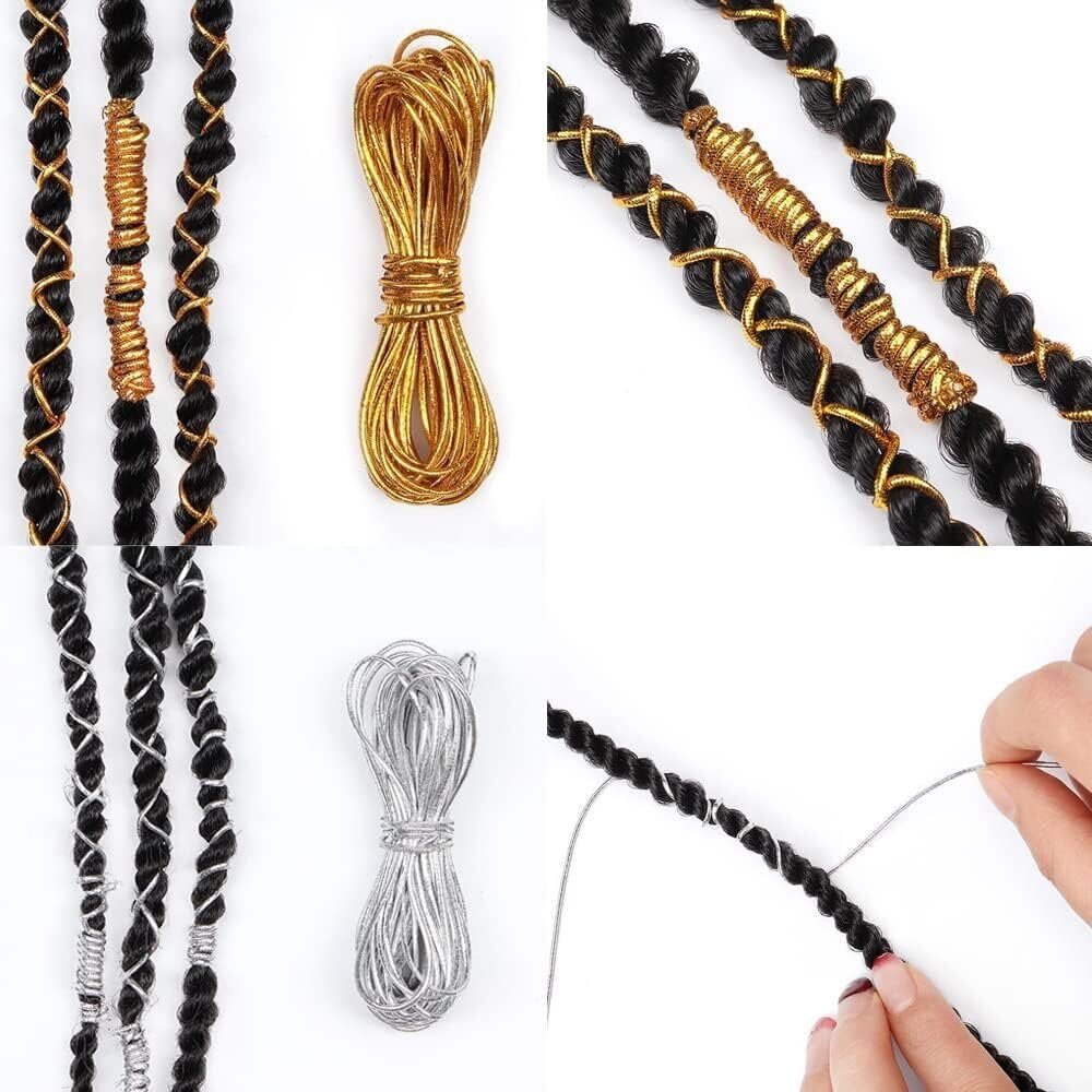 Pack 5M Metallic Tinsel Elastiset narut Dreadlock-punontanaru hiusten punomiseen, koristeen ripustukseen, koristeluun, lahjapaketointi (kulta ja hopea) kulta hinta ja tiedot | Koristeet ja tarrat | hobbyhall.fi