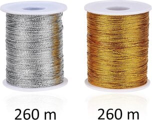 Metallinen joustamaton johto - 2 kelaa (1 kulta ja 1 hopea) - kokonaispituus 520 m - 1 mm paksu koristelanka - joulukoristeet, lahjalaput - nauhat hinta ja tiedot | Joulukoristeet | hobbyhall.fi