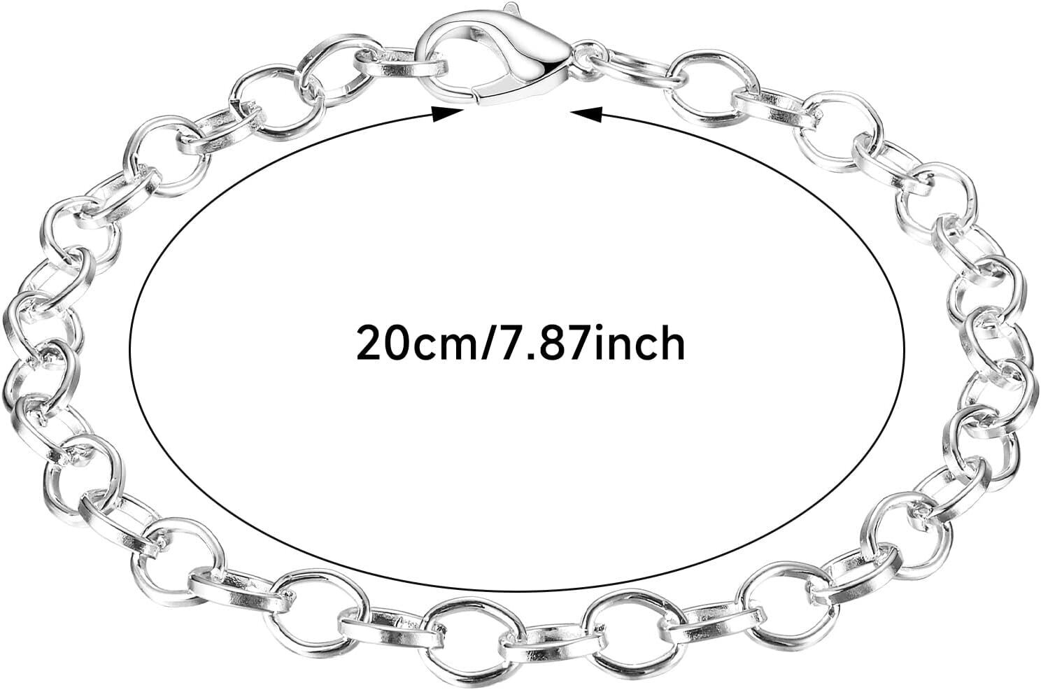 12 hopeoitua ketjuranneketta, istuva Clip on Charm 20 cm (7-7/8"), Hummeri Clasp Link -ketjurannekorut miehille, naisille, miesten rannekoruketju rannekorut minulle hinta ja tiedot | Miesten korut | hobbyhall.fi