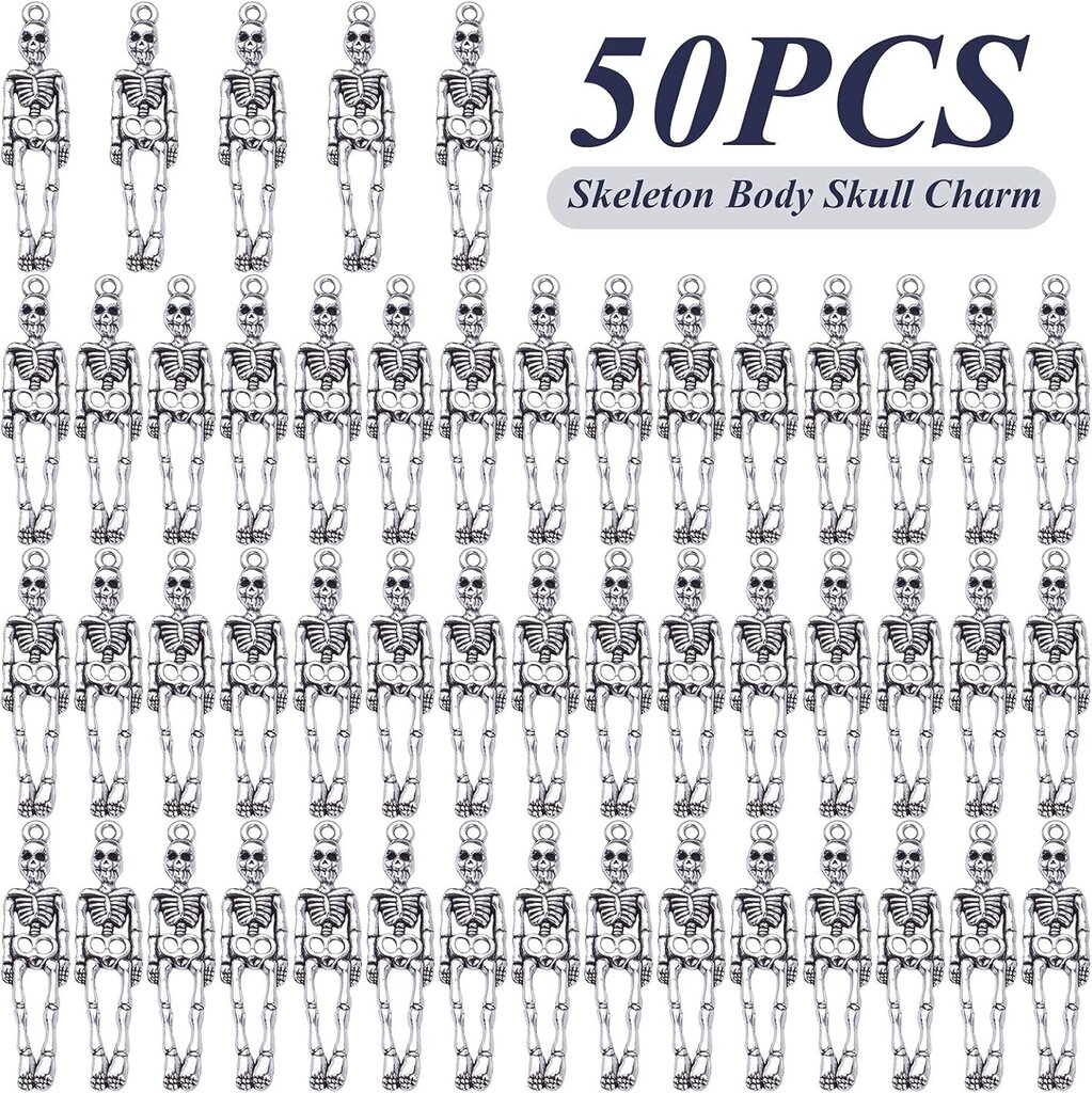 Skeleton Body Skull Charms, Skeleton Body Charms Tiibetin hopea Skull Bone Riipukset Käsityötarvikkeet Rannekoru Kaulakoru Korvakoru Korujen tekeminen hopeaa hinta ja tiedot | Korusetit | hobbyhall.fi