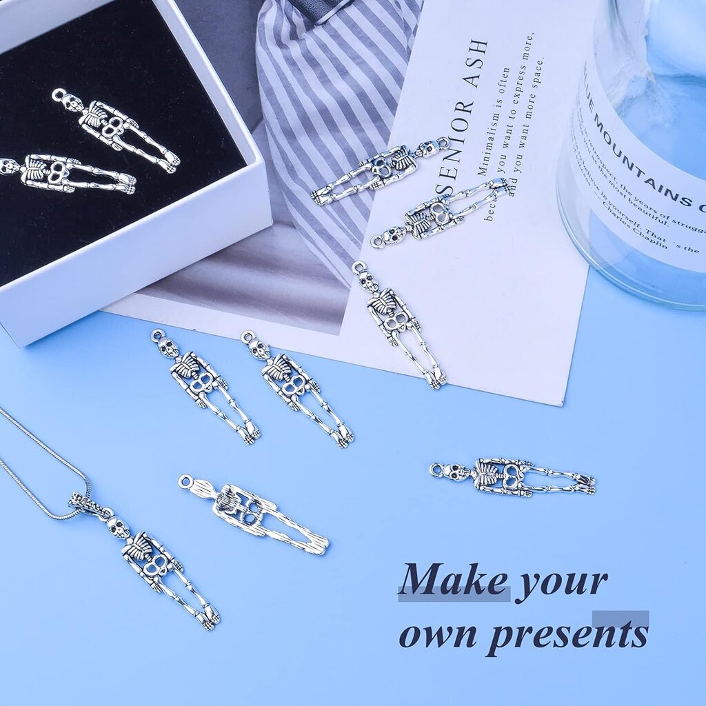 Skeleton Body Skull Charms, Skeleton Body Charms Tiibetin hopea Skull Bone Riipukset Käsityötarvikkeet Rannekoru Kaulakoru Korvakoru Korujen tekeminen hopeaa hinta ja tiedot | Korusetit | hobbyhall.fi