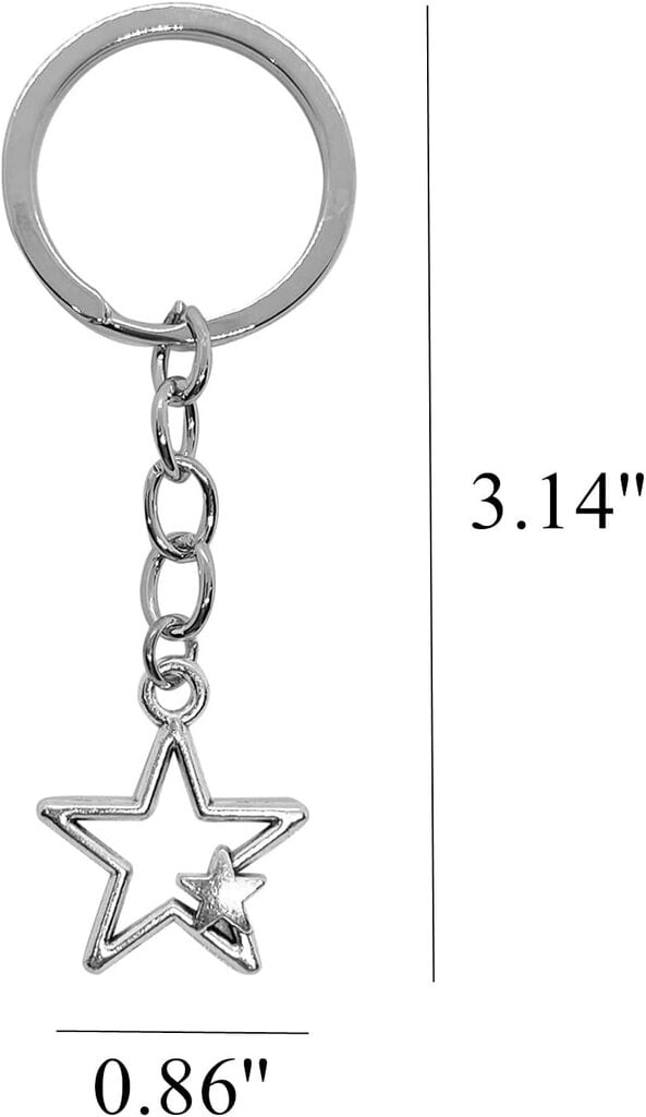 50 kpl Silver Star Design Avaimenperä Päällystetty Ontto Double Star Style Avaimenperä Pienikokoinen Star Riipus Avaimenperä naisille Miehille Tee-se-itse käsintehdyt korut hopea hinta ja tiedot | Korusetit | hobbyhall.fi