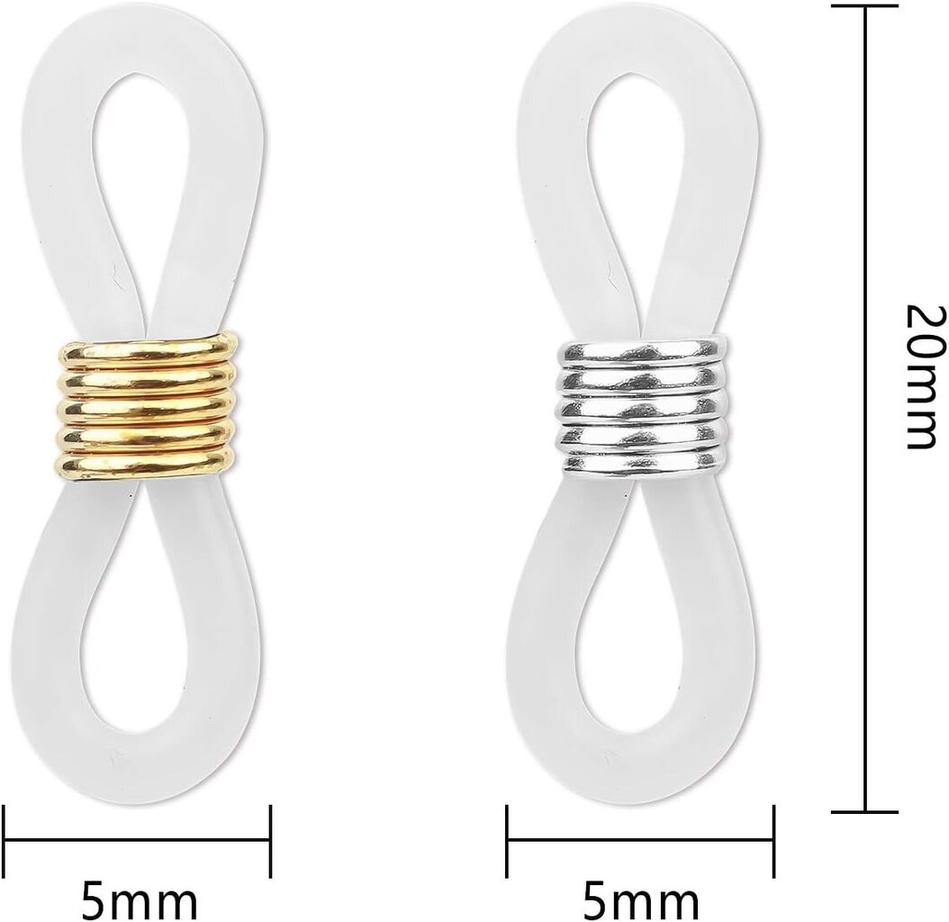 20 kpl silmälasien ketjunpäät, säädettävät jousien kumipäät liittimet silmälasien pidikkeeseen kaulakoru ketjun hihna, kulta ja hopea sormus (kirkas) Clea hinta ja tiedot | Miesten korut | hobbyhall.fi