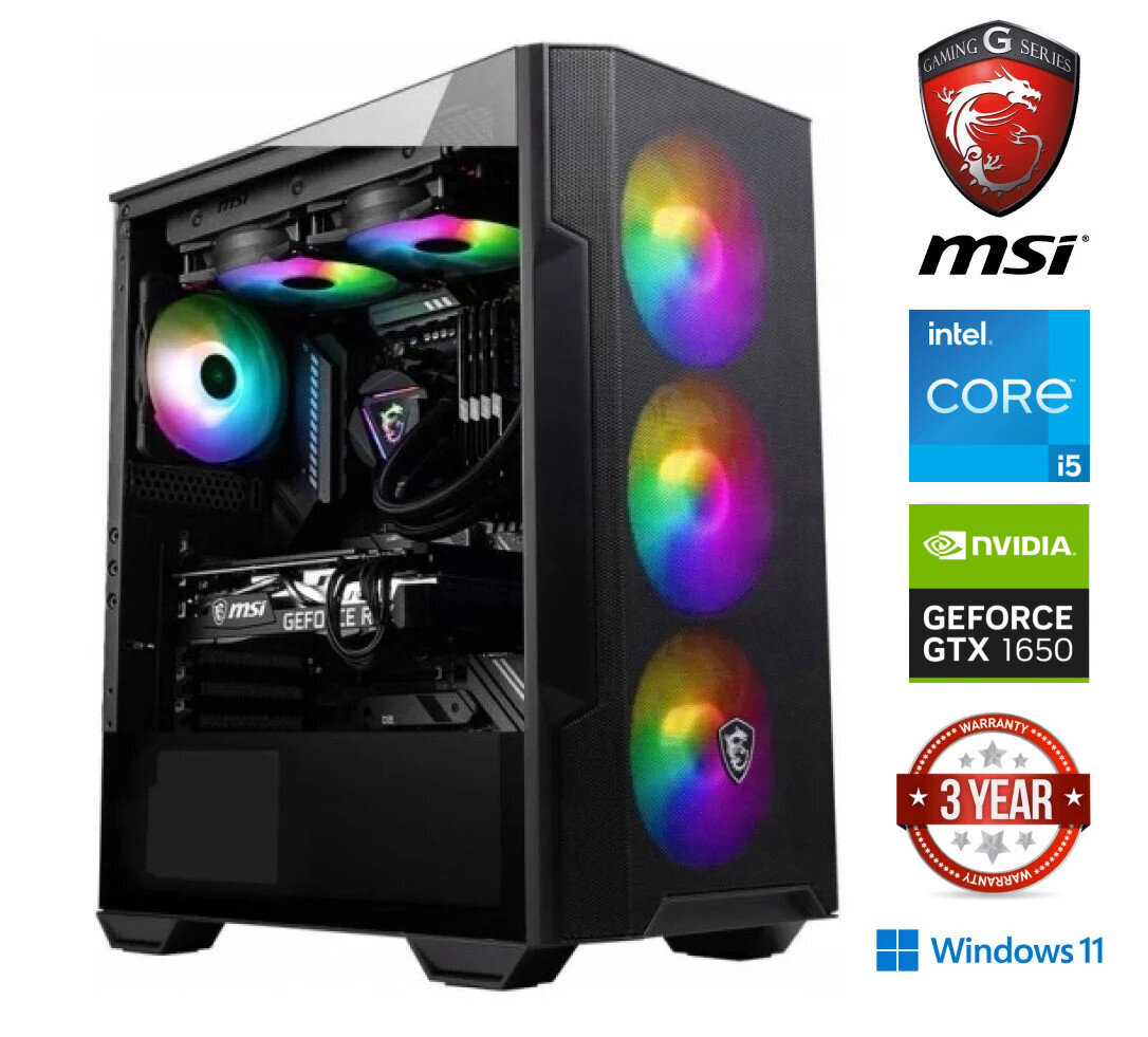 Gamer Ryzen 5 4600G 8GB 256GB SSD NVME 2TB HDD GTX 1650 Windows 10 hinta ja tiedot | Pöytätietokoneet | hobbyhall.fi