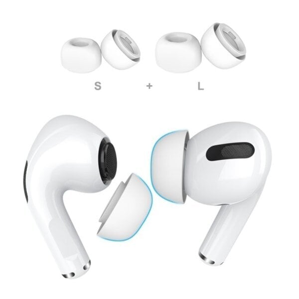 paria kuulokekärkiä Apple AirPods Pro 2:lle, koko: S+L Valkoinen hinta ja tiedot | Kuulokkeet | hobbyhall.fi