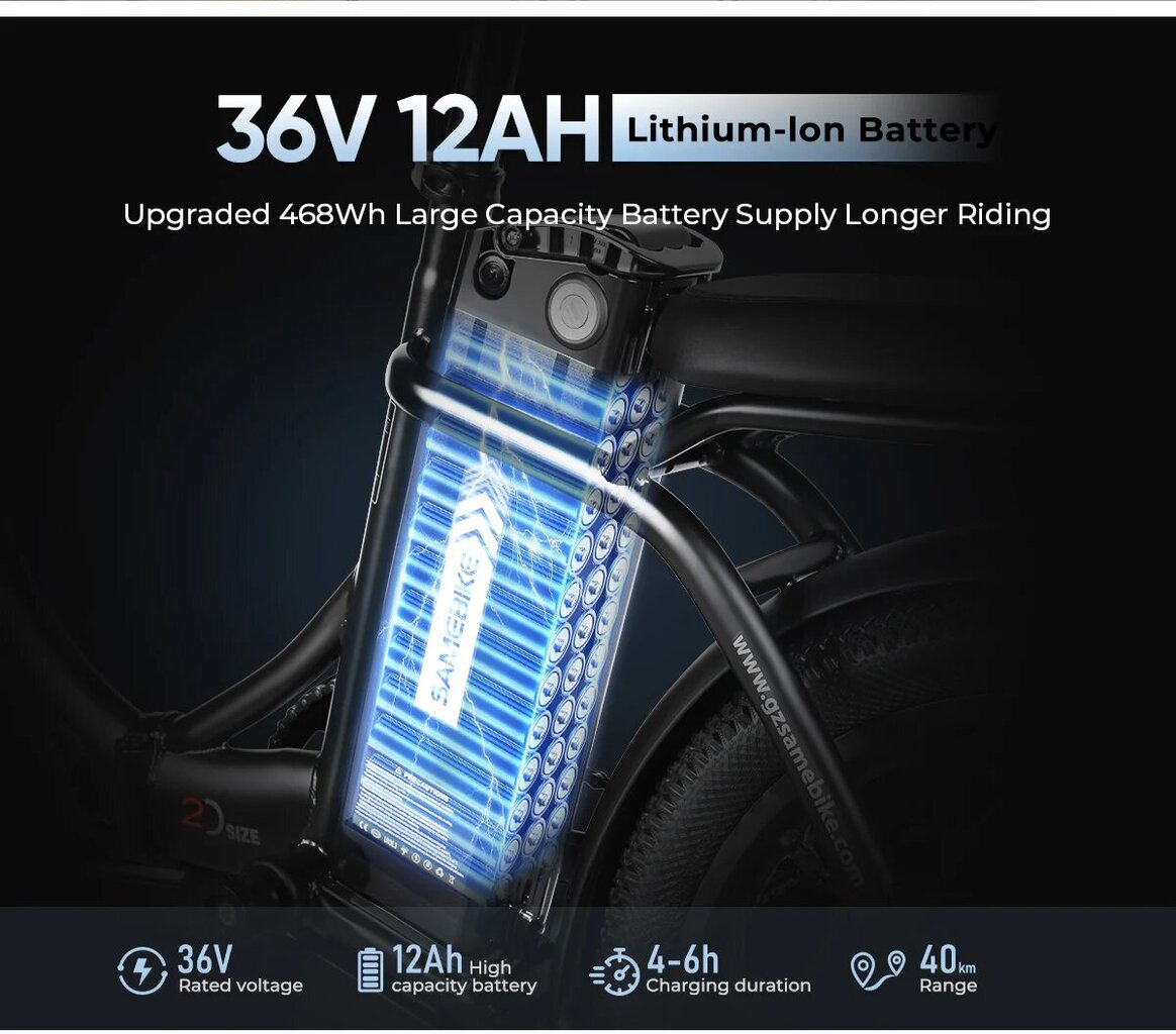 Sähköpyörä Samebike CY20, 20", 350W, 12Ah, sininen hinta ja tiedot | Sähköpyörät | hobbyhall.fi