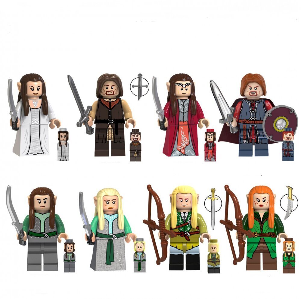 8 kpl Lord Of the Rings -palapelirakennuspalikkalelu, 4,5 cm, yhteensopiva muiden rakennuspalojen kanssa, lahja pojille hinta ja tiedot | Poikien lelut | hobbyhall.fi