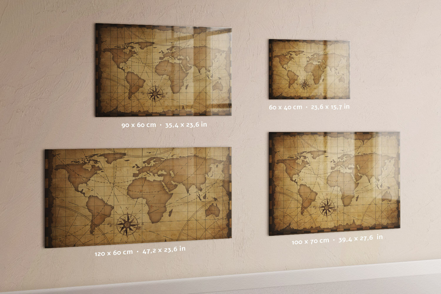 Magneettitaulu Vintage World Map, 120x60 hinta ja tiedot | Toimistotarvikkeet | hobbyhall.fi