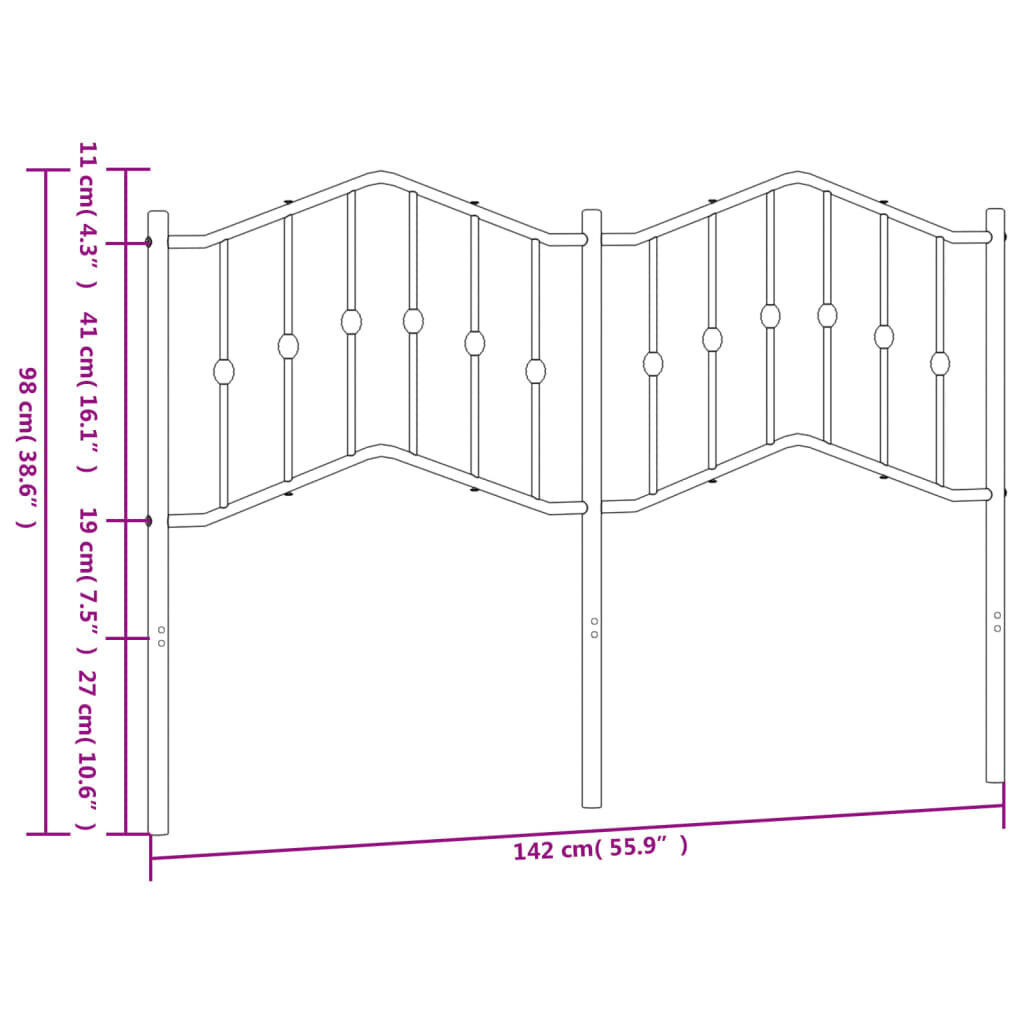 vidaXL Metallinen sängynpääty valkoinen 135 cm hinta ja tiedot | Sängyt | hobbyhall.fi