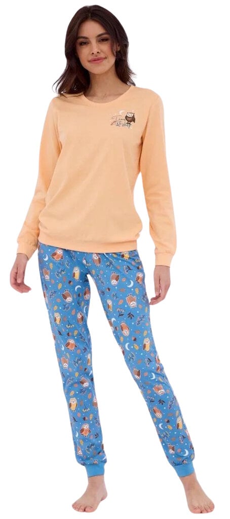 Naisten pyjama CORNETTE OWLS 467/373 Puuvilla beige pöllö hinta ja tiedot | Yöasut ja pyjamat | hobbyhall.fi