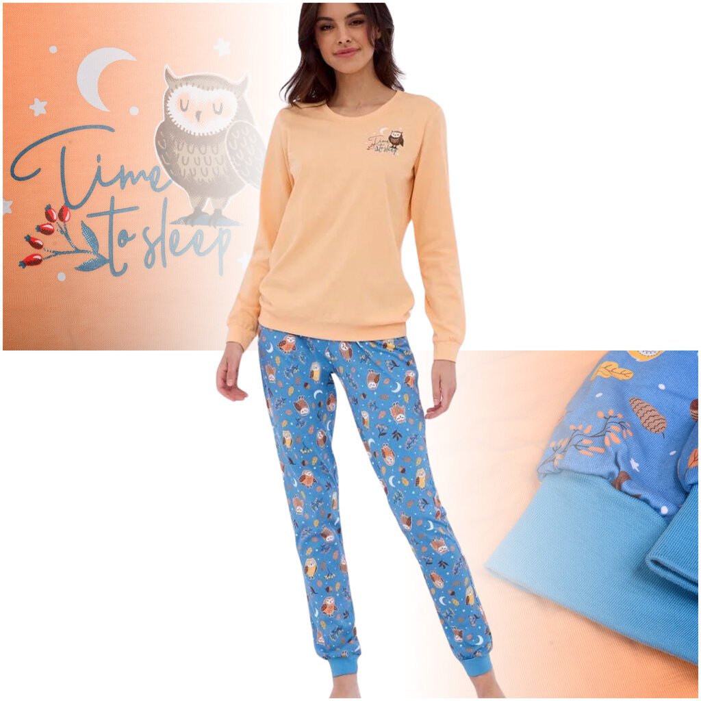 Naisten pyjama CORNETTE OWLS 467/373 Puuvilla beige pöllö hinta ja tiedot | Yöasut ja pyjamat | hobbyhall.fi