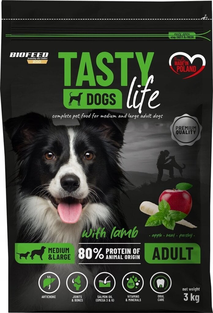 Biofeed Tasty Dogs Life -kuivaruoka keskikokoisille ja suurille koirille lammasta, 3 kg hinta ja tiedot | Koiran kuivaruoka | hobbyhall.fi