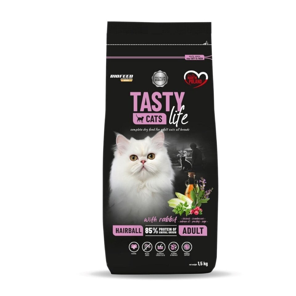 Biofeed Tasty Cats Life Hairball kissan kuivaruoka kanilla, 1,5 kg hinta ja tiedot | Kissan kuivaruoka | hobbyhall.fi