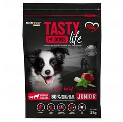 Biofeed Tasty Dogs Life Junior kuivaruoka keskikokoisille ja suurille koiraroduille naudanlihalla, 3 kg hinta ja tiedot | Koiran kuivaruoka | hobbyhall.fi