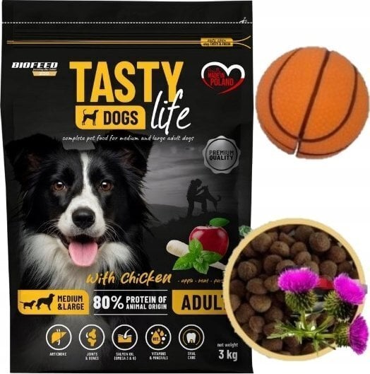 Biofeed Tasty Dogs Life -kuivaruoka keskikokoisille ja suurille koirille kanoilla, 3 kg hinta ja tiedot | Koiran kuivaruoka | hobbyhall.fi