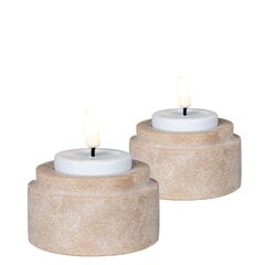 Tealight-teline - Travertiini - 2 kpl - Luonnonvärinen hinta ja tiedot | Kynttilät ja kynttilänjalat | hobbyhall.fi