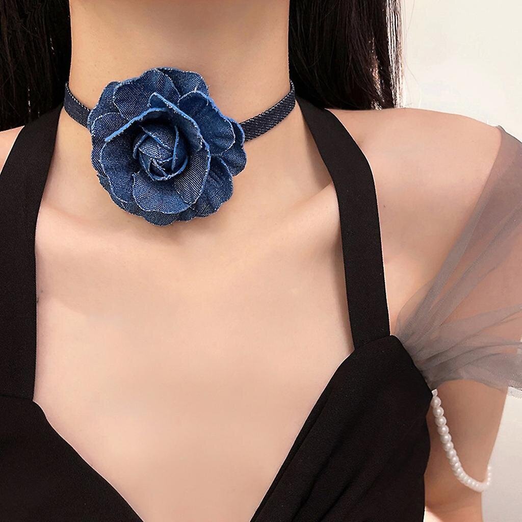 Suloinen sininen kukkakaulus Choker-koriste Elegantti kankainen kukkapantaketju hinta ja tiedot | Kaulakorut | hobbyhall.fi