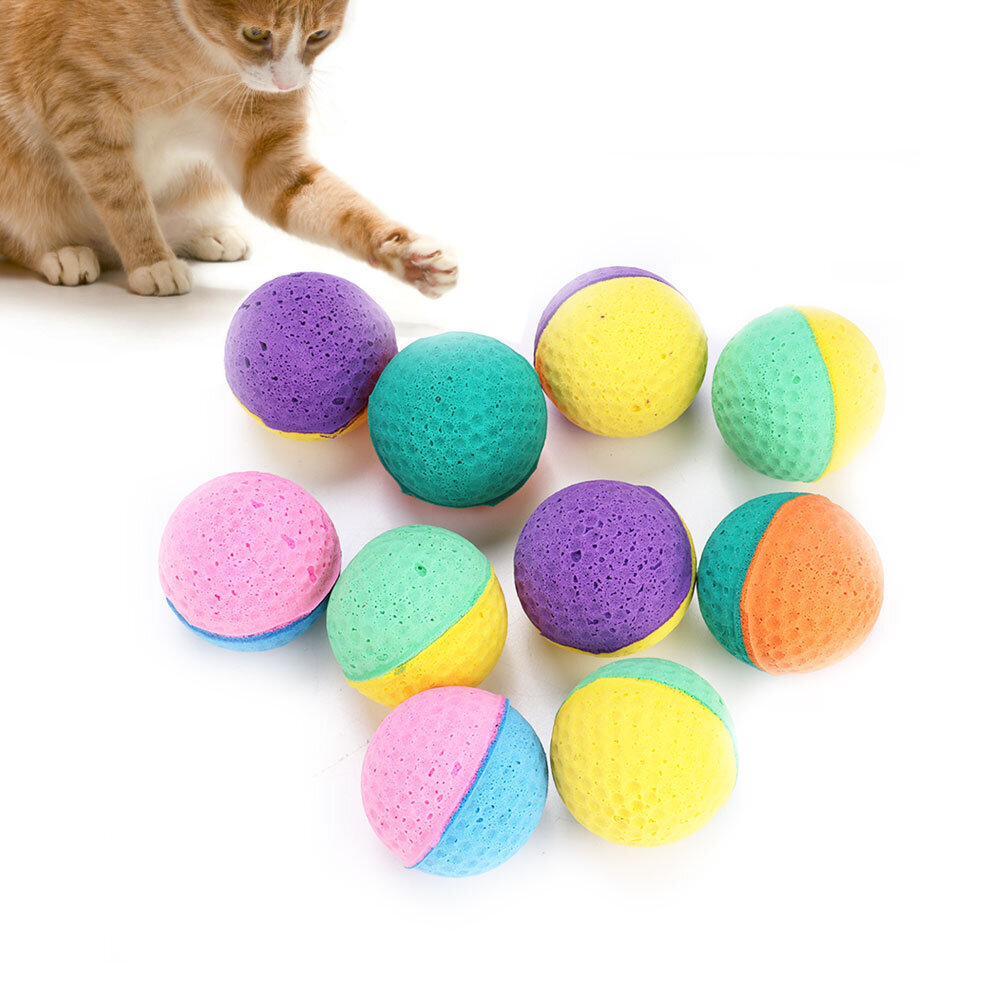 10 kpl / setti Värikkäitä Pet Cat Kitten Play Toy Lateksipalloja hinta ja tiedot | Kissan lelut | hobbyhall.fi