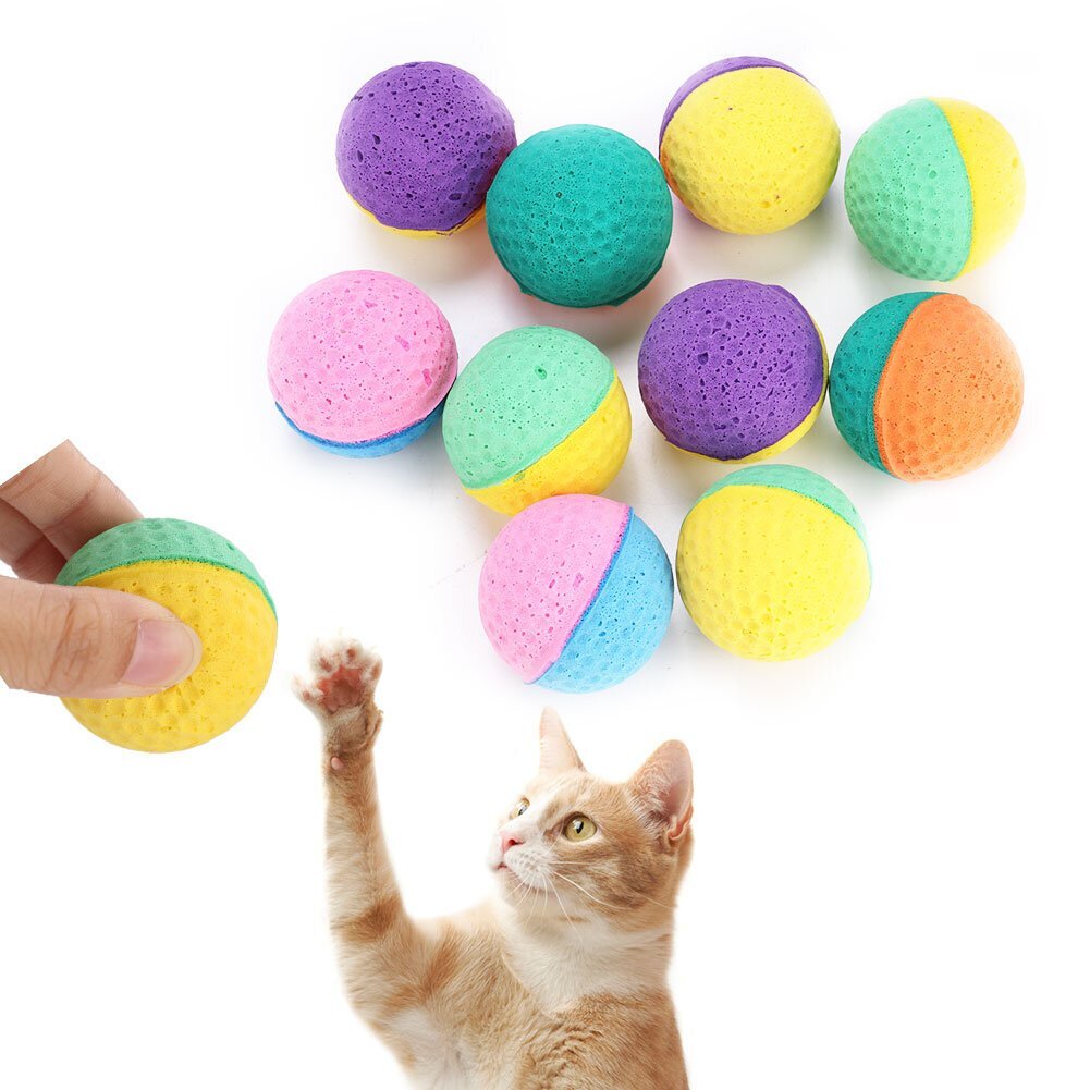 10 kpl / setti Värikkäitä Pet Cat Kitten Play Toy Lateksipalloja hinta ja tiedot | Kissan lelut | hobbyhall.fi