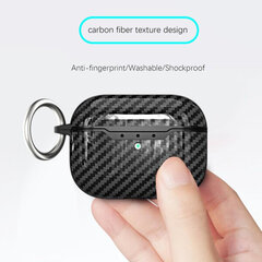 SKALO AirPods Pro 2 Carbon Fiber TPU -kotelo avaimenperällä - Sva Black hinta ja tiedot | Kuulokkeiden tarvikkeet | hobbyhall.fi