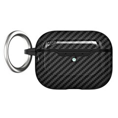 SKALO AirPods Pro 2 Carbon Fiber TPU -kotelo avaimenperällä - Sva Black hinta ja tiedot | Kuulokkeiden tarvikkeet | hobbyhall.fi