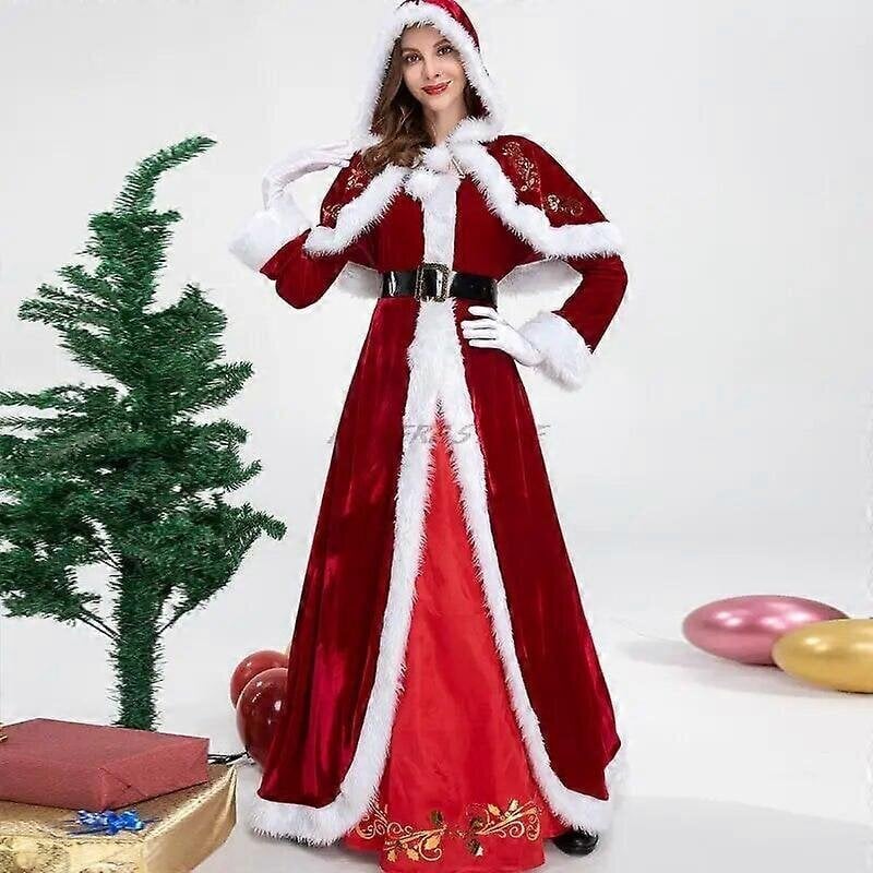 Klassinen Mrs. Claus jouluasu Joulupukki Joulupukki Cosplay Naisten Punaiset puvut Dropshipping 2023 hinta ja tiedot | Naamiaisasut | hobbyhall.fi