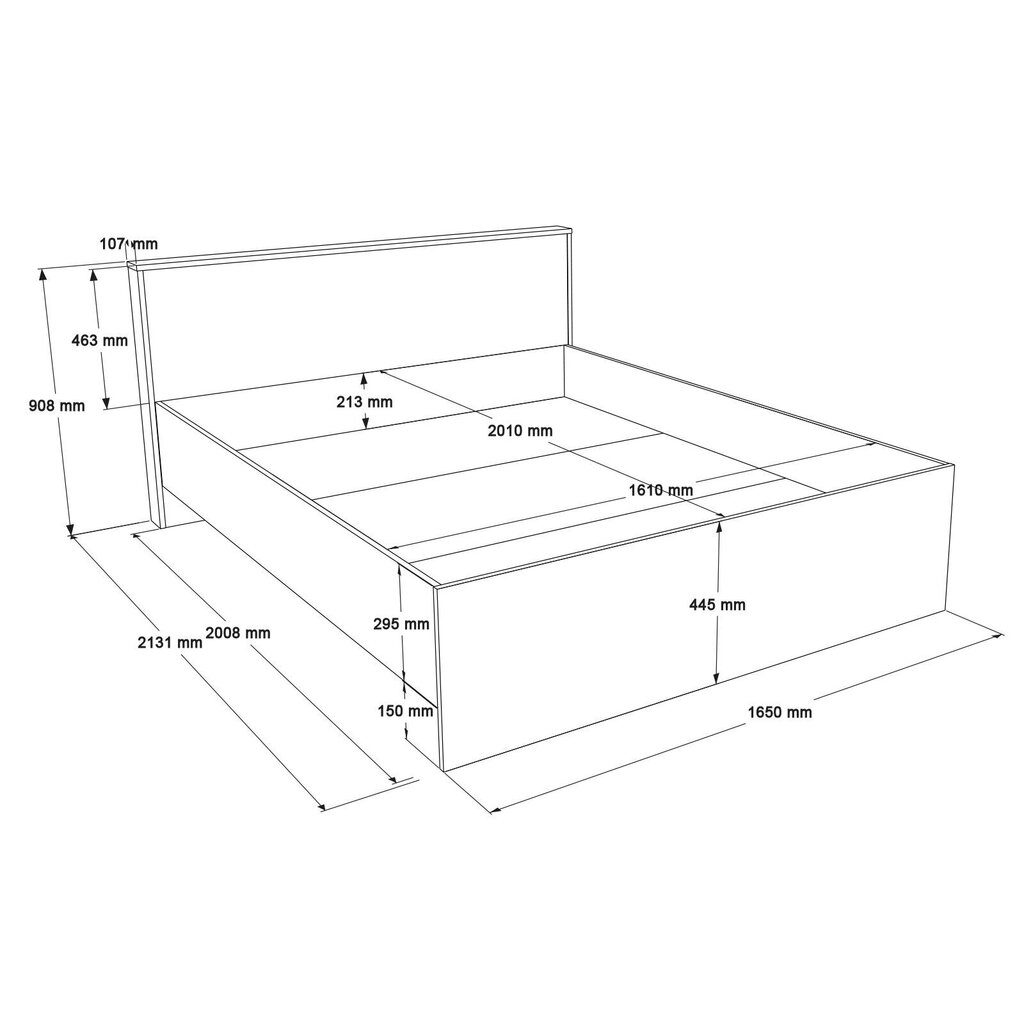 Sänky Asir Ll2-S 160x200 cm, ruskea hinta ja tiedot | Sängyt | hobbyhall.fi