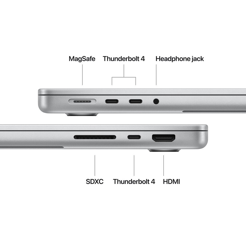 MacBook Pro 14" Apple M4 10C CPU, 10C GPU/16GB/1TB GB SSD/Silver/INT MW2X3ZE/A hinta ja tiedot | Kannettavat tietokoneet | hobbyhall.fi